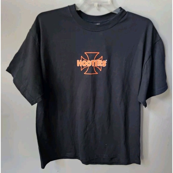 VTG NWT Hooters Owl Skull Graphic Print Black T-Shirt Men's XL Rare - Picture 2 of 16